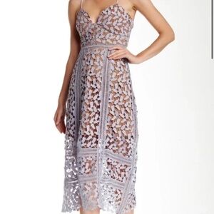 Elliatt Self Portrait Style Crochet Lace Dress w Nude/ Light Slip Midi S